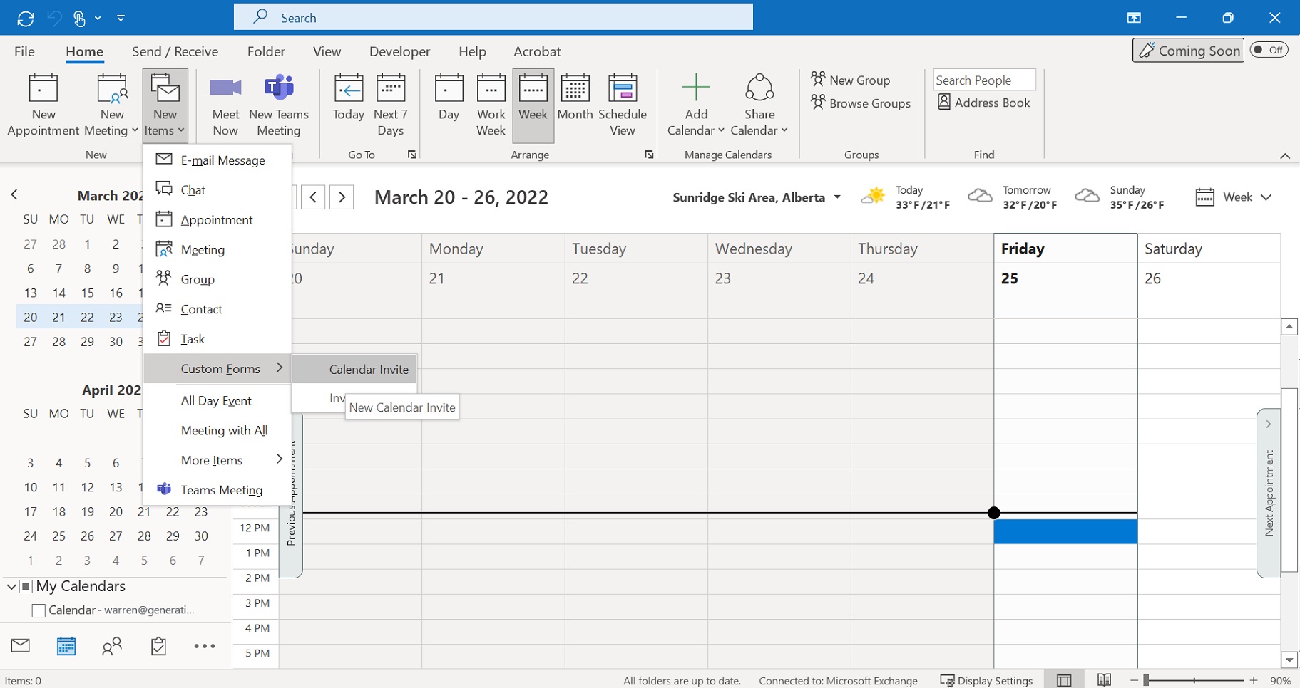 Outlook calendar screenshot for step 5
